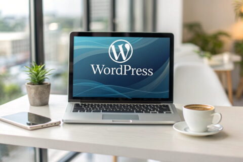 WordPress Dashboard auf einem Computerbildschirm – Übersichtliche Benutzeroberfläche für Website-Erstellung