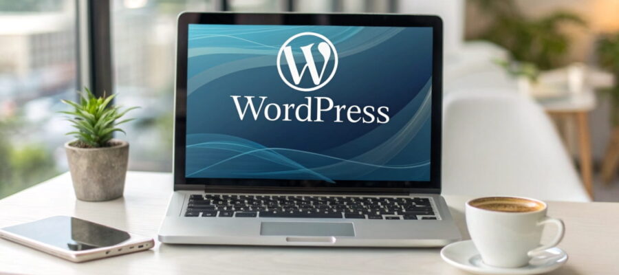 WordPress Dashboard auf einem Computerbildschirm – Übersichtliche Benutzeroberfläche für Website-Erstellung